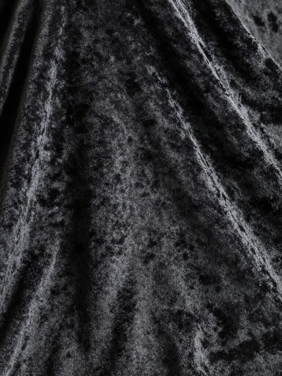 Draped charcoal velvet