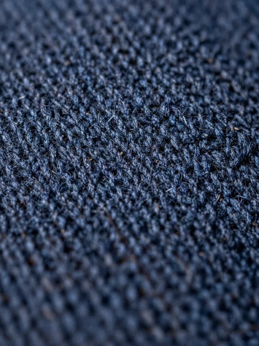 Macro weave of midnight-navy wool