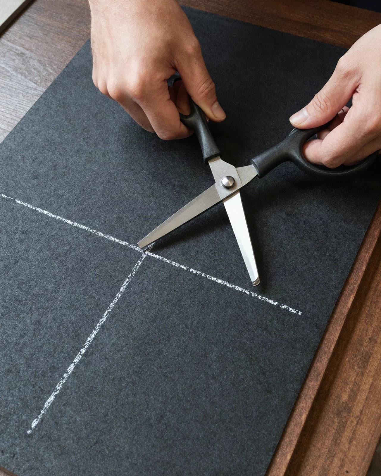 Master tailor hand-cutting charcoal wool